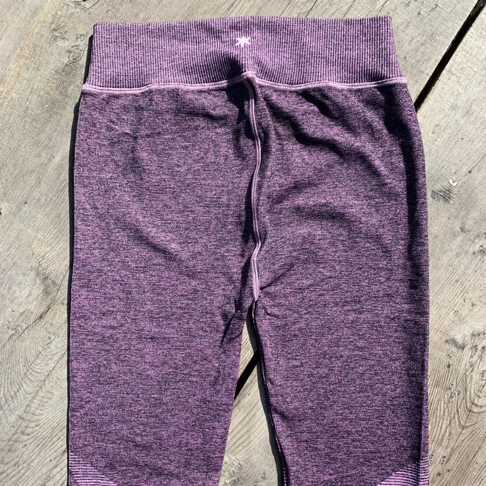 Splendid seamless purple color block yoga workout leggings stretch spandex pants - Picture 11 of 13